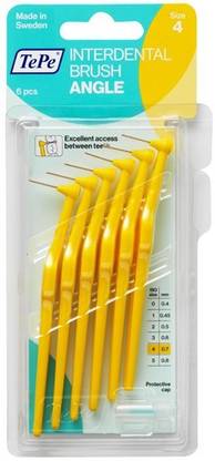 TePe Angle Yellow Interdental Brushes - ISO size 4 (0.7 mm) Medium Toothbrush