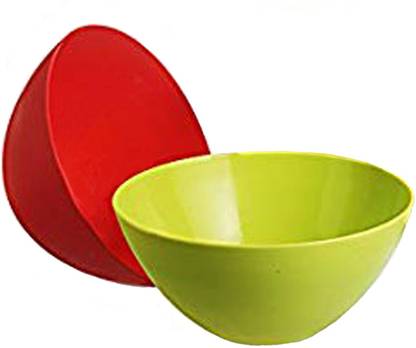 KUBER INDUSTRIES Plastic Salad Bowl Plastic 2 Pieces Mixing Bowl Set- 800 ML (Multi) -CTLTC11034