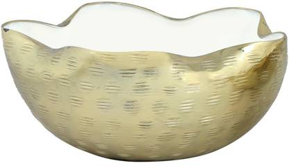 ERA INNOVATIVE GIFTING Aluminium Vegetable Bowl Large Hammered Aluminum Serving Bowl | Double Tone Color 20x10.5x10 Cms Pack of 1