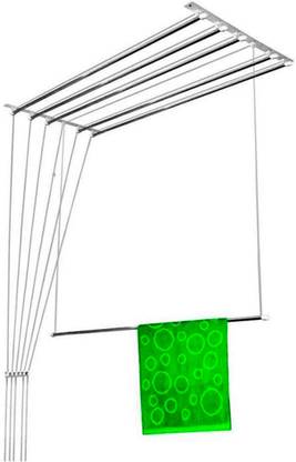 Kaarq Steel Ceiling Cloth Dryer Stand Rust proof 6 pipe x 8 feet individual dropdown Stainless steel Ceiling Clothes Hanger Roof Mount Stainless Steel Ceiling Cloth Dryer Stand (Steel)