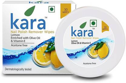 KARA Nail Polish Remover With Vitamin Removes Nail Polish, Lemon (30 Pulls) x ( Pack Of 2 )