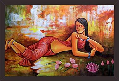 Mad Masters The Beautiful Lady Art 1 Piece Wooden Framed Painting Oil 12 inch x 18 inch Painting