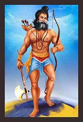 Mad Masters Parshuram Ji 1 Piece Wooden Framed Painting |Wall Art | Home Décor | Painting Art | Unique Design | Attractive Frames(Mad R1 2761) Oil 18 inch x 12 inch Painting
