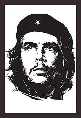 Mad Masters Ernesto Che Guevara Portrait in Sketch Style Isolated on White Background. Framed Painting (Wood, 18 inch x 12 inch, Textured UV Reprint)(Mad R1 1024) Oil 18 inch x 12 inch Painting