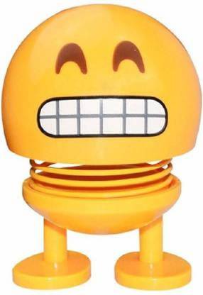 Gwals Smiling Spring Cute & Funny Angry Emoji Bobble Head for Car Dashboard Decorative Showpiece  -  7 cm