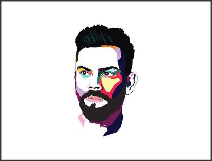 Impression Wall 48 cm Virat Kohli Pop Art Sticker Self Adhesive Sticker