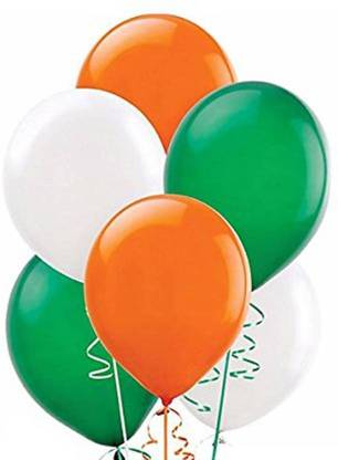 Bash N Splash Solid Tri Color Indian Flag Metallic Green White Orange Balloon Pack of 120 Balloon