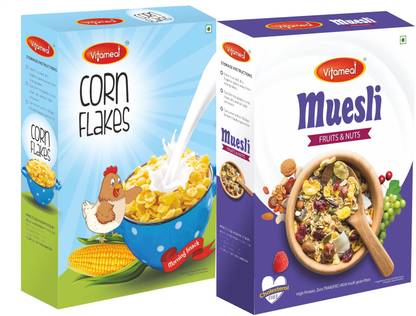 vitameal Muesli Fruit and Nuts 400 g - Corn Flakes Plain 300 g Box