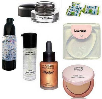 luxurious silicon puff & mac prep+prime primer,highlighter