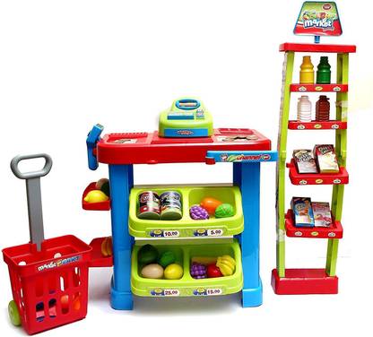 mohit creation Toys Plastic Battery Operated Super Market Set with Basket (Green)