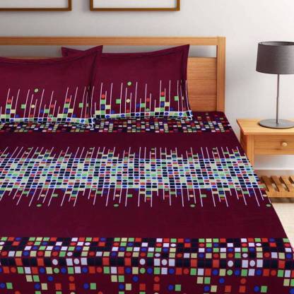 ASG ENTERPRISES 140 TC Polycotton Double 3D Printed Flat Bedsheet