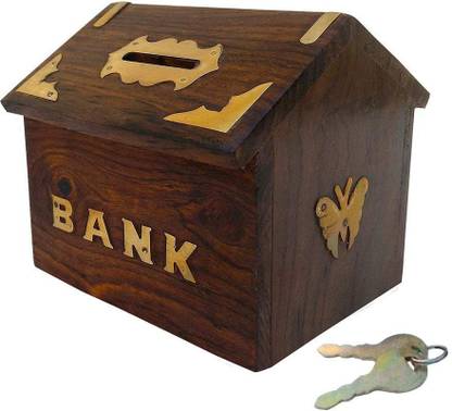 olympia shoppee Money Bank, Gullak For Kids, Handmade Wooden Coin Box, Holder, Coin Bank