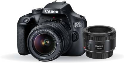 Canon EOS 3000D DSLR Camera Dual Kit with 18-55 mm + 50mm 1.8 STM lens (16 GB Memory Card & Carry Case)
