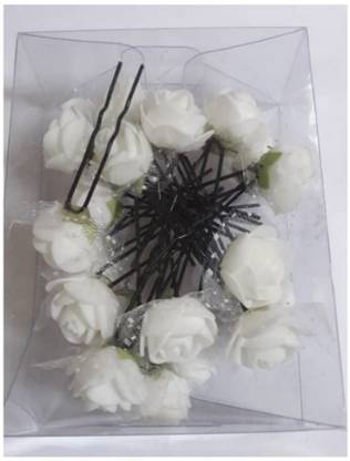 Trendvibz White Flower's Hair Pins for Bun / Flower Hair Accessories with pin Hair Clip