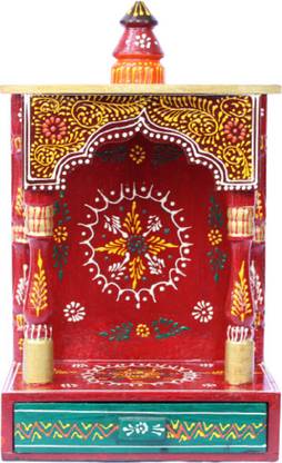 Apkamart Handicraft Puja Mandir 15 Inch for Decor and Gifts Solid Wood Home Temple