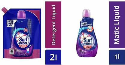 Surf excel Matic Liquid Detergent Pouch - 2 L & Surf Excel Matic Front Load Liquid Detergent Fresh Liquid Detergent