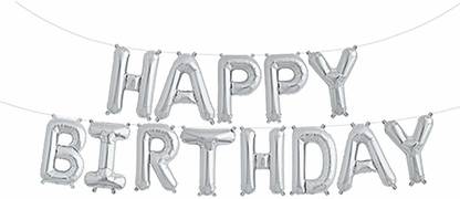 Kanjoos Bania Printed Happy Birthday Foil Balloon Letters (13 Letters) /Silver Letter Balloon