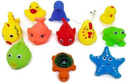 Akshit 12 Piece Toddler Baby Bathtub Bathing Chu Chu Squeeze Bath Toy