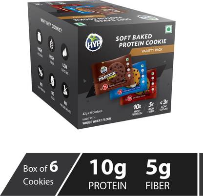 HYP Soft Baked Protein Cookies - Variety Pack (Box of 6 Pieces) Cookies Biscuit