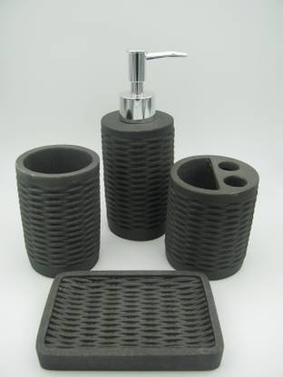 SANITARYWARE WINDOWS HZ 112 BASKET WEAVE BLACK Polyresin Bathroom Set