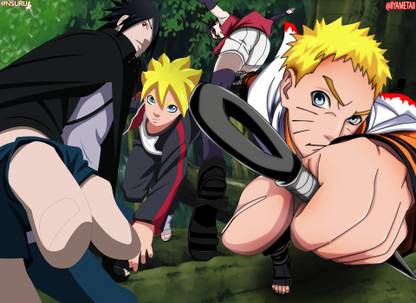 Athah Anime Boruto Boruto Uzumaki Sasuke Uchiha Sarada Uchiha Naruto Uzumaki 13*19 inches Wall Poster Matte Finish Paper Print