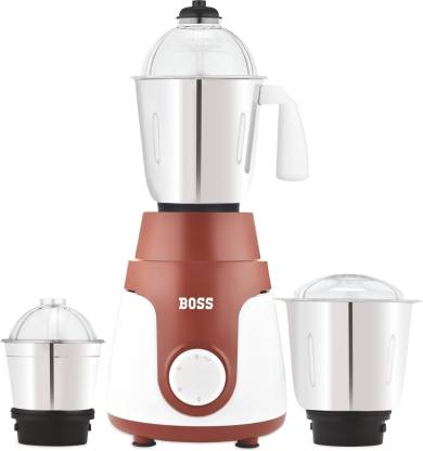 BOSS Joy 550-Watt Mixer Grinder , 3 Jars, White-Brown 550 Mixer Grinder (3 Jars, White-bROWN)
