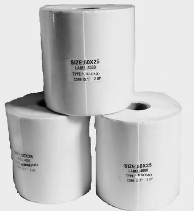 D R LABEL 43 50x25 (Chromo) Barcode Labels Stickers, 4000 Label in Roll, 2up Paper Label