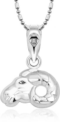 VIGHNAHARTA Zodiac sign ARIES (Mesh Rashi) Rhodium Alloy Pendant