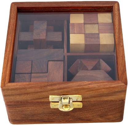 ओर्तुस 4-in-One Wooden Puzzle Games Set 3D Puzzles for Teens and Adults