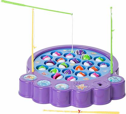 CherryBox Fishing Game with 21 Fishes, Rotating Pod and 4 Rods Party & Fun Board Game