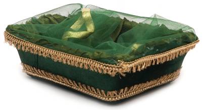 GROWNEX Plastic Fancy Gift Hamper Basket, Wedding Gift Basket, Color - Green Storage Basket
