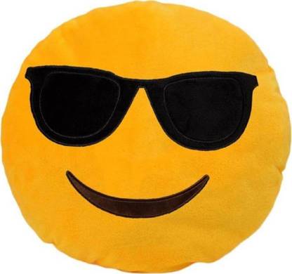 KTVerse Smiley Emoji Cushion | Cool Dude Smile Pillow- Yellow  - 30 cm