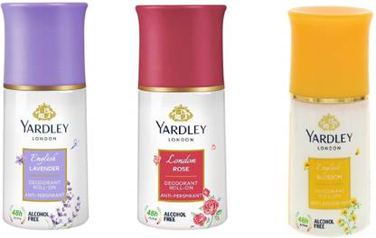 Yardley London English Lavender, London Rose and English Blossom Deodorant Roll-on - For Men & Women