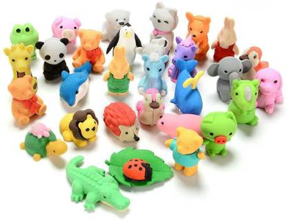 Zahuu Cute Mini Animal Pencil Eraser Toys Set for Kids Non-Toxic Eraser