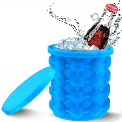 VibeX 1 L Silicone ™ Nugget Ice Cube Trays With Lids Ice Bucket