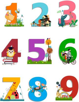 Zampyy 80 cm Numbers (1,2,3) Large Vinyl Wallstickers(60 cm x 70 cm) Self Adhesive Sticker