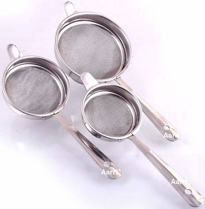 Toxham Set of 3 Stainless Steel Tea Strainer Chalni Sizes Lasts Long (7, 8, 10 cm) Tea Strainer