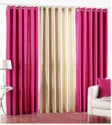 good luck textile 152.4 cm (5 ft) Polyester Semi Transparent Window Curtain (Pack Of 3)