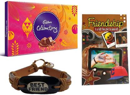 Cadbury Chocolate Gift Pack With Best Friend Friendship Band And Greeting Card Combo