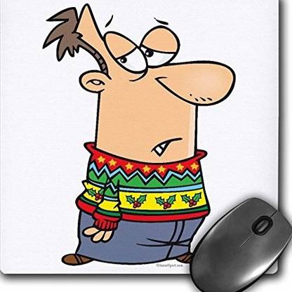 3dRose Mouse Pad, Ugly Christmas Sweater Cartoon mp Non Slip Base Dual Sided Mousepad