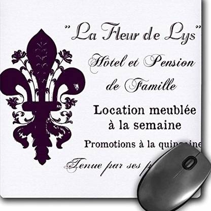 3dRose Mouse Pad, La Fleur De LYS French Vintage Typography mp Non Slip Base Dual Sided Mousepad