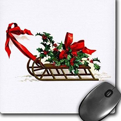 3dRose Mouse Pad, Clap Saddle, Sled with Holly mp Non Slip Base Dual Sided Mousepad