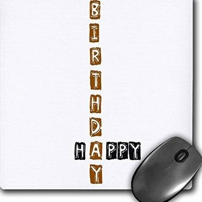 3dRose Happy Birthday Scrabble Style Fun Word Art Pattern Mouse Pad mp Non Slip Base Dual Sided Mousepad