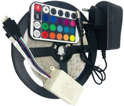 GLAZO Waterproof 2835 RGB LED Strip 5 Meters Length With 24 Key Remote and 2Amp Adaptor Recessed Ceiling Lamp