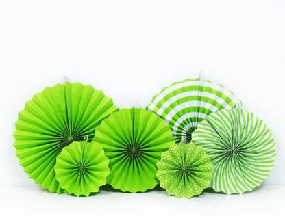 BashNSplash Green Birthday Party Decoration paper fan set
