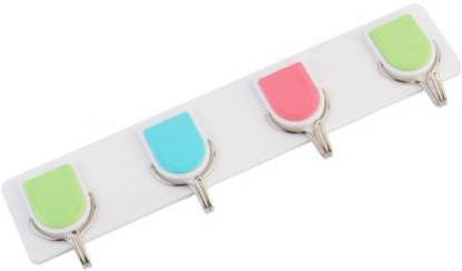 SWAB Plastic Wall Hanging Hooks Hanger Stand 4 Pcs Hook Rail 4