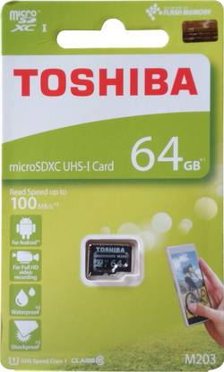 TOSHIBA THN-N203N MICROSDHC UHS-1 64 GB MicroSD Card UHS Class 1 100 MB/s  Memory Card Compatible with Camera, Computer, Mobile, Gaming Console, Tablet