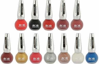 VOV Power Lasting Matte Nail Polish, Multi-Colored, 8 ml (Pack of 12) Multicolor