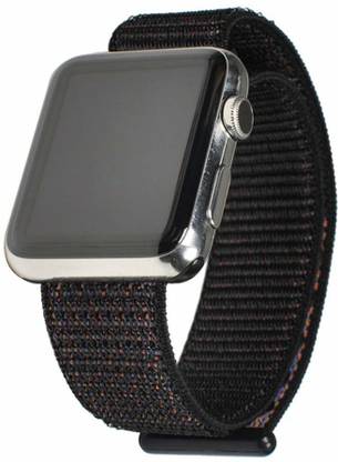 OrderDevice 42 mm Nylon Velcro Strap / Band 44mm Straps Bands (Black) Smart Watch Strap