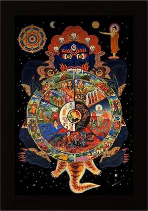 Lord Buddha Cycle Of Life Painting Framed Poster Paper Print